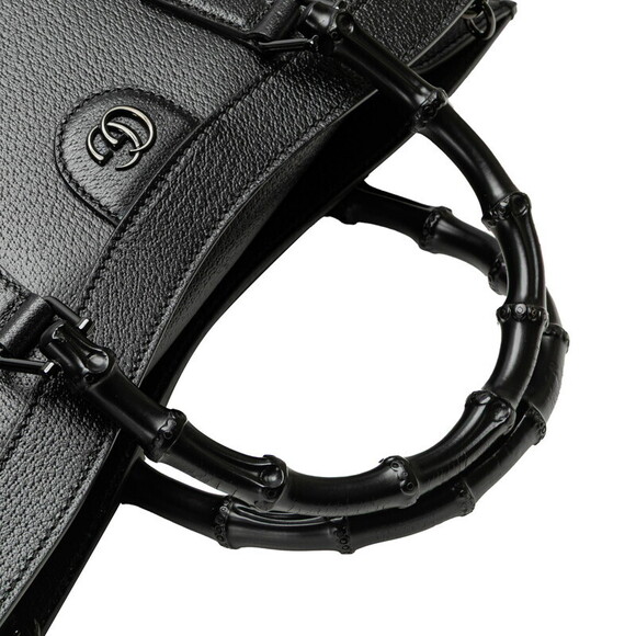 Gucci Bamboo Diana Sherry Tote Shoulder Bag Black Leather - Picture 4 of 8